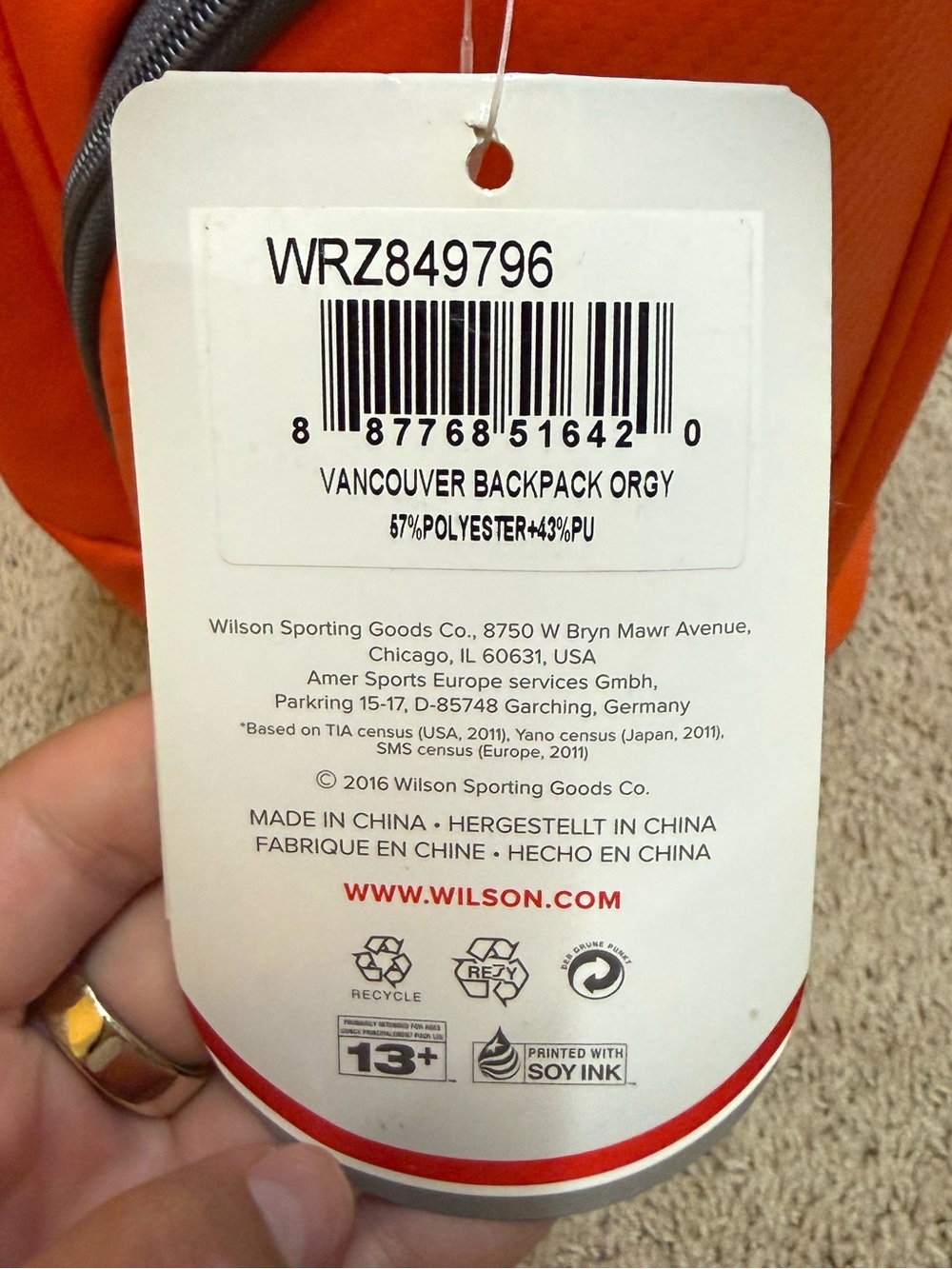 NWT Wilson Vancouver Tennis Backpack - Picture 4 of 10